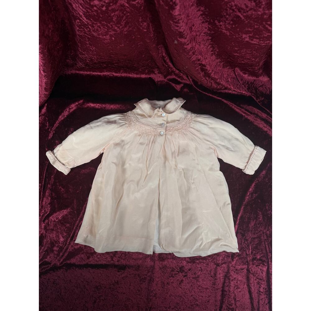 Vintage Kids Clothing - Pink Silk Baby Capelet – Hand Smocked Nursery Heirloom